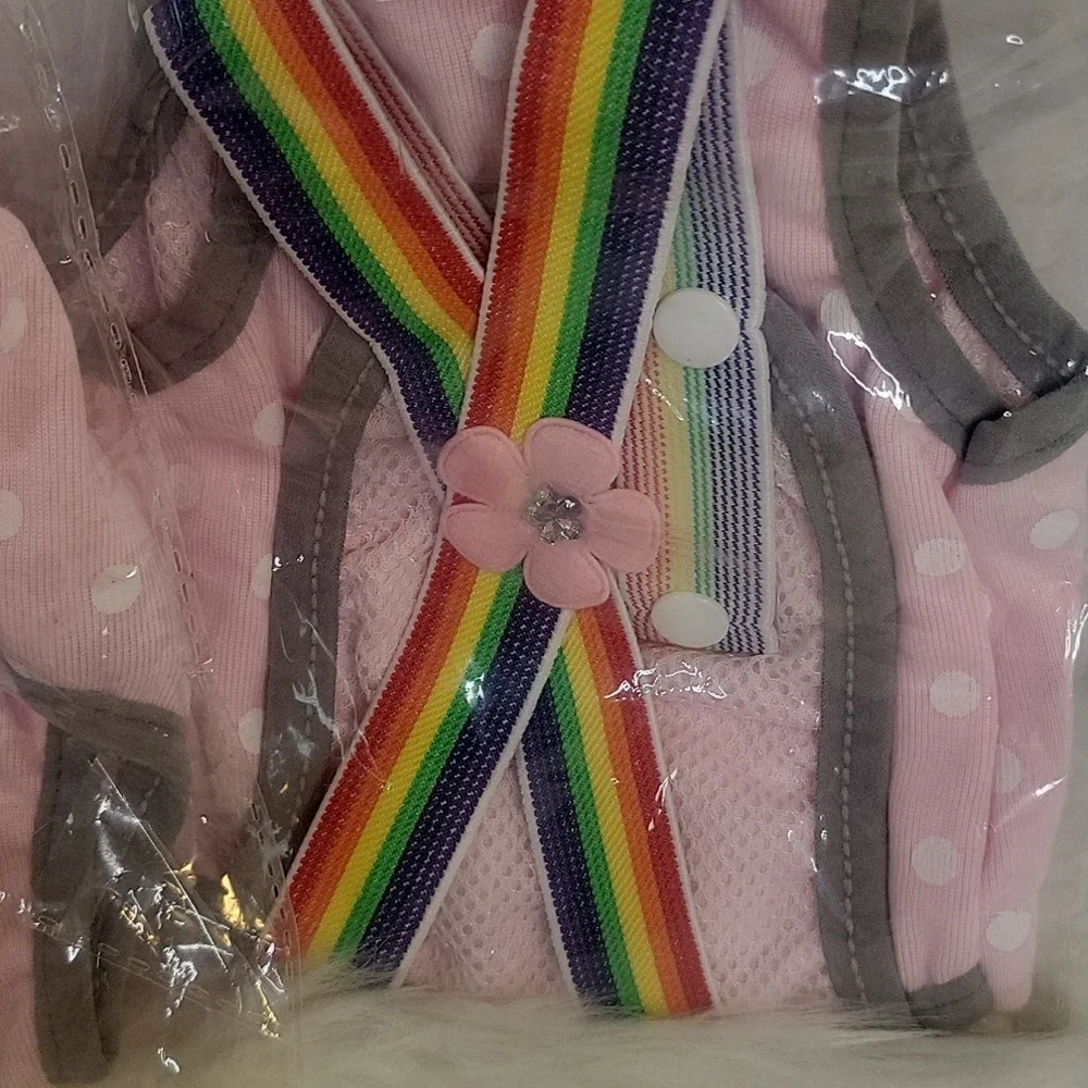 3 Pack Pink Polka Dot Dog‎ Diapers with Rainbow Straps